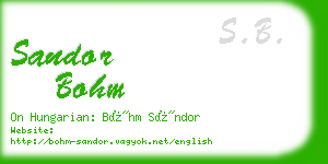 sandor bohm business card